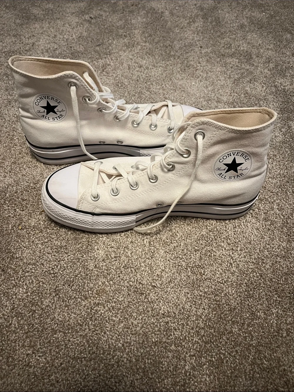 Classic High-Top Canvas Sneakers in Off-White